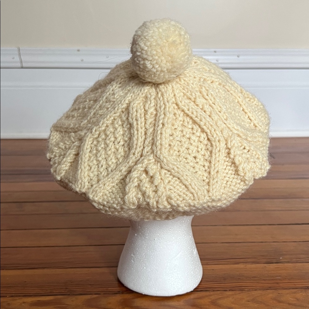 Vintage John Molloy Ireland Pure Virgin Wool Fisherman Newsboy Cap Beret Pom - Picture 4 of 6